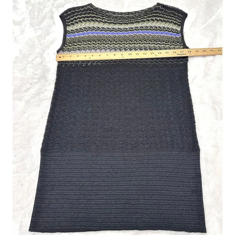 M Missoni Black Striped Zigzag Knit Cap Sleeve Mini Dress/Tunic Top Sz M